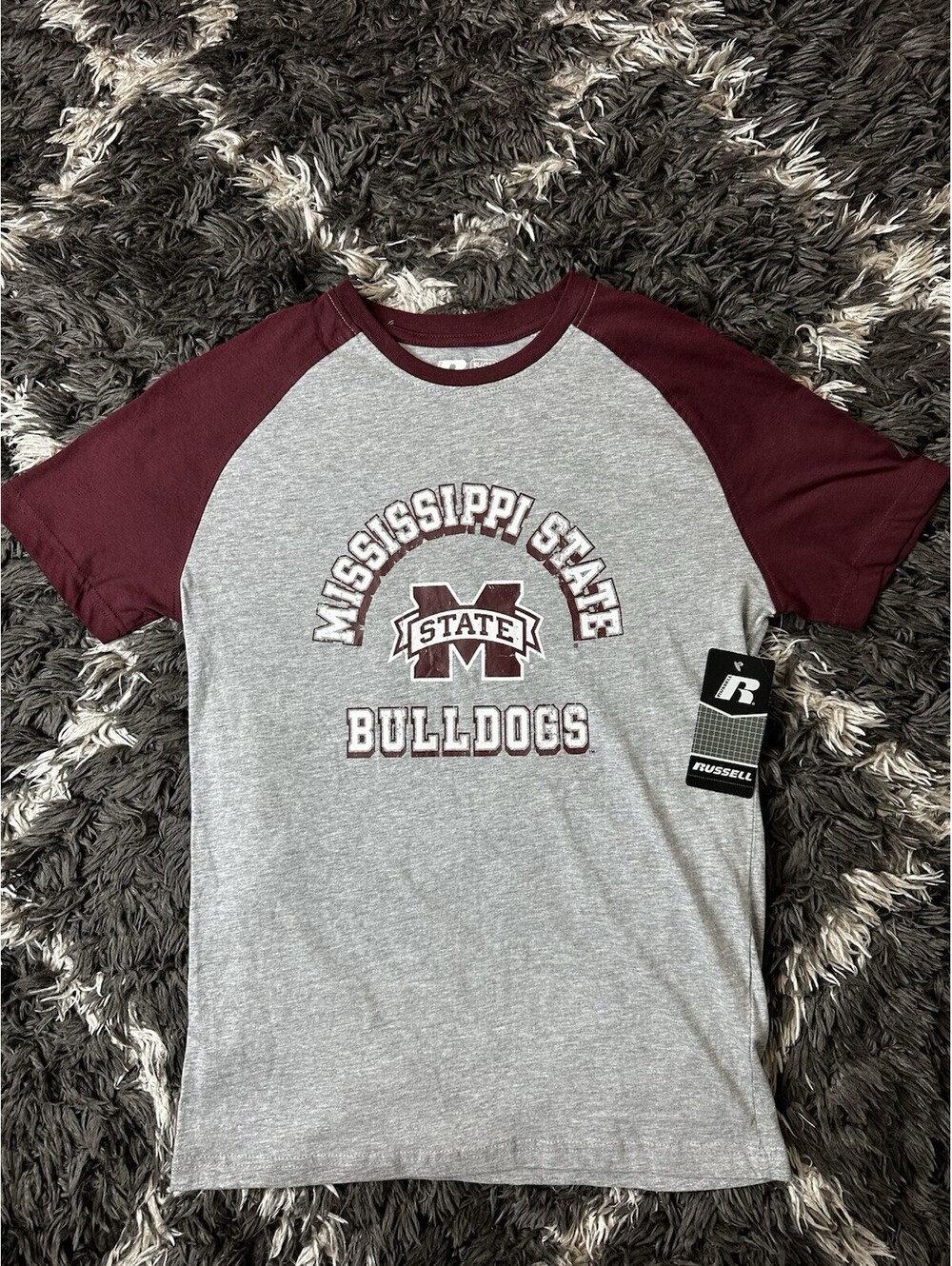 NWT Russell Athletic Mississippi State Bulldogs Raglan T-Shirt Size S